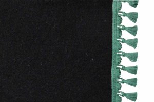 B&auml;ddgardin i mockalook, 3-delad, med tofs och pompom antracit-svart gr&ouml;n L&auml;ngd 149 cm