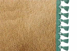 Suede look truck bed curtain 3-piece, with tassel pompom caramel green Length 149 cm