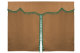 Bäddgardin i mockalook, 3-delad, med tofs och pompom Karamell grön Längd 179 cm