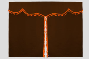 Bäddgardin i mockalook, 3-delad, med tofs och pompom Grizzly orange Längd 149 cm