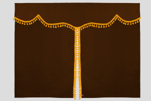 Tenda da letto a 3 pezzi in camoscio, con pompon a nappina grizzly giallo Lunghezza 149 cm