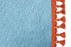 Tenda da letto a 3 pezzi in camoscio, con pompon a nappina azzurro arancione Lunghezza 149 cm