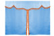 Suede look truck bed curtain 3-piece, with tassel pompom light blue orange Length 179 cm