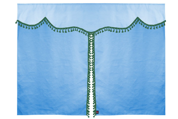 Tenda da letto a 3 pezzi in camoscio, con pompon a nappina azzurro verde Lunghezza 149 cm