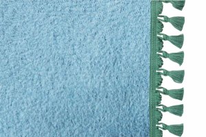 Suede look truck bed curtain 3-piece, with tassel pompom light blue green Length 149 cm