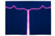 Wildlederoptik Lkw Bettgardine 3 teilig, mit Quastenbommel dunkelblau pink Länge 149 cm