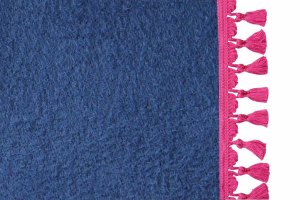 Suede look truck bed curtain 3-piece, with tassel pompom dark blue pink Length 179 cm
