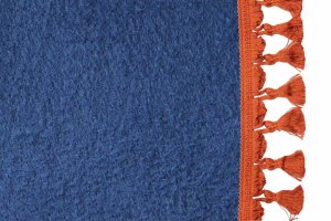 Tenda da letto a 3 pezzi in camoscio, con pompon a nappina blu scuro arancione Lunghezza 149 cm