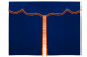 Bäddgardin i mockalook, 3-delad, med tofs och pompom mörkblå orange Längd 149 cm