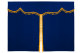 Wildlederoptik Lkw Bettgardine 3 teilig, mit Quastenbommel dunkelblau gelb Länge 149 cm