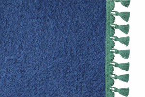 Tenda da letto a 3 pezzi in camoscio, con pompon a nappina blu scuro verde Lunghezza 179 cm
