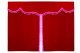 Wildlederoptik Lkw Bettgardine 3 teilig, mit Quastenbommel rot pink Länge 179 cm