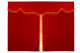 Bäddgardin i mockalook, 3-delad, med tofs och pompom röd orange Längd 149 cm