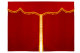 Wildlederoptik Lkw Bettgardine 3 teilig, mit Quastenbommel rot gelb Länge 149 cm