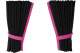 Wildlederoptik Lkw Scheibengardinen 4 teilig, mit Kunstlederkante anthrazit-schwarz pink Länge 95 cm