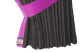 Suede-look truck window curtains 4-piece, with imitation leather edge anthracite-black pink Length 110 cm