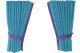 Suede-look truck window curtains 4-piece, with imitation leather edge light blue lillac Length 110 cm