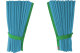 Fönstergardiner i mockalook 4-delade, med kantlist i läderimitation ljusblå grön Länge 110 cm