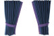 Suede-look truck window curtains 4-piece, with imitation leather edge dark blue lillac Length 95 cm