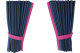Fönstergardiner i mockalook 4-delade, med kantlist i läderimitation mörkblå rosa Längd 95 cm