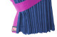 Suede-look truck window curtains 4-piece, with imitation leather edge dark blue pink Length 110 cm