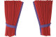 Suede-look truck window curtains 4-piece, with imitation leather edge red lillac Length 110 cm