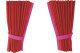 Fönstergardiner i mockalook 4-delade, med kantlist i läderimitation röd rosa Längd 95 cm