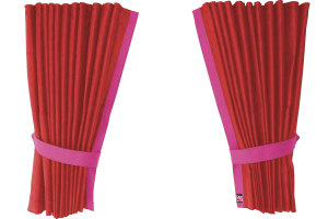Su&egrave;de-look vrachtwagen-raamgordijnen 4-delig, met imitatieleren rand Rood Roze Lengte 110 cm