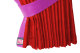 Fönstergardiner i mockalook 4-delade, med kantlist i läderimitation röd rosa Länge 110 cm