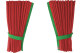 Suede-look truck window curtains 4-piece, with imitation leather edge red green Length 95 cm