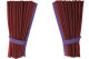 Suede-look truck window curtains 4-piece, with imitation leather edge bordeaux lillac Length 110 cm
