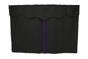 Vrachtwagengordijnen, su&egrave;delook, kunstleren rand, sterk verduisterend effect antraciet-zwart lila Lengte 179 cm