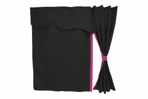 Lkw Bettgardinen, Wildlederoptik, Kunstlederkante, stark abdunkelnd anthrazit-schwarz pink L&auml;nge149 cm
