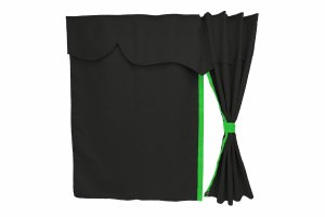 Wildlederoptik Lkw Bettgardine 3 teilig, mit Kunstlederkante, stark abdunkelnd, doppelt verarbeitet anthrazit-schwarz grün Standard Kabine