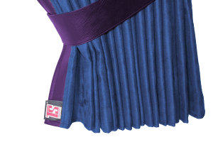 Lkw Bettgardinen, Wildlederoptik, Kunstlederkante, stark abdunkelnd dunkelblau flieder L&auml;nge 179 cm