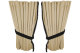 Suede look truck window curtains 4 pieces, with fringes beige black Length 95 cm