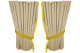 Suede look truck window curtains 4 pieces, with fringes beige yellow Length 95 cm