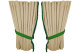 Suede look truck window curtains 4 pieces, with fringes beige green Length 95 cm