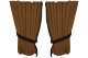 Suede look truck window curtains 4 pieces, with fringes caramel brown Length 95 cm