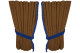 Suede look truck window curtains 4 pieces, with fringes caramel blue Length 95 cm