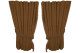 Suede look truck window curtains 4 pieces, with fringes caramel caramel Length 95 cm