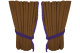 Suede look truck window curtains 4 pieces, with fringes caramel lilac Length 110 cm
