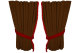 Fönstergardiner i mockalook 4-delade, med fransar Grizzly röd Länge 110 cm