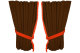 Suede look truck window curtains 4 pieces, with fringes grizzly orange Length 95 cm