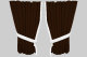 Suede look truck window curtains 4 pieces, with fringes dark brown white Length 110 cm