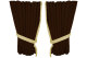 Suede look truck window curtains 4 pieces, with fringes dark brown beige Length 95 cm