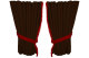 Suede look truck window curtains 4 pieces, with fringes dark brown red Length 95 cm