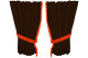 Suede look truck window curtains 4 pieces, with fringes dark brown orange Length 95 cm