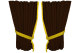 Suede look truck window curtains 4 pieces, with fringes dark brown yellow Length 95 cm