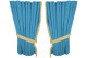 Suede look truck window curtains 4 pieces, with fringes light blue beige Length 95 cm